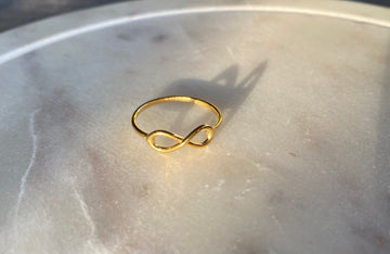 Infinity gold plated silver ring
