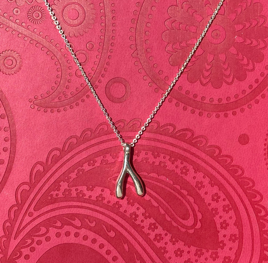 Wishbone sterling silver necklace