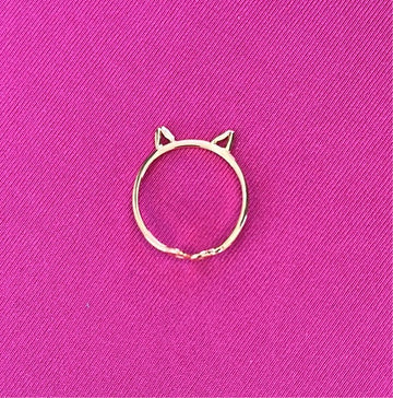 Kitty gold plated silver ring