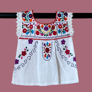 Girl's Flower Embroidered Top
